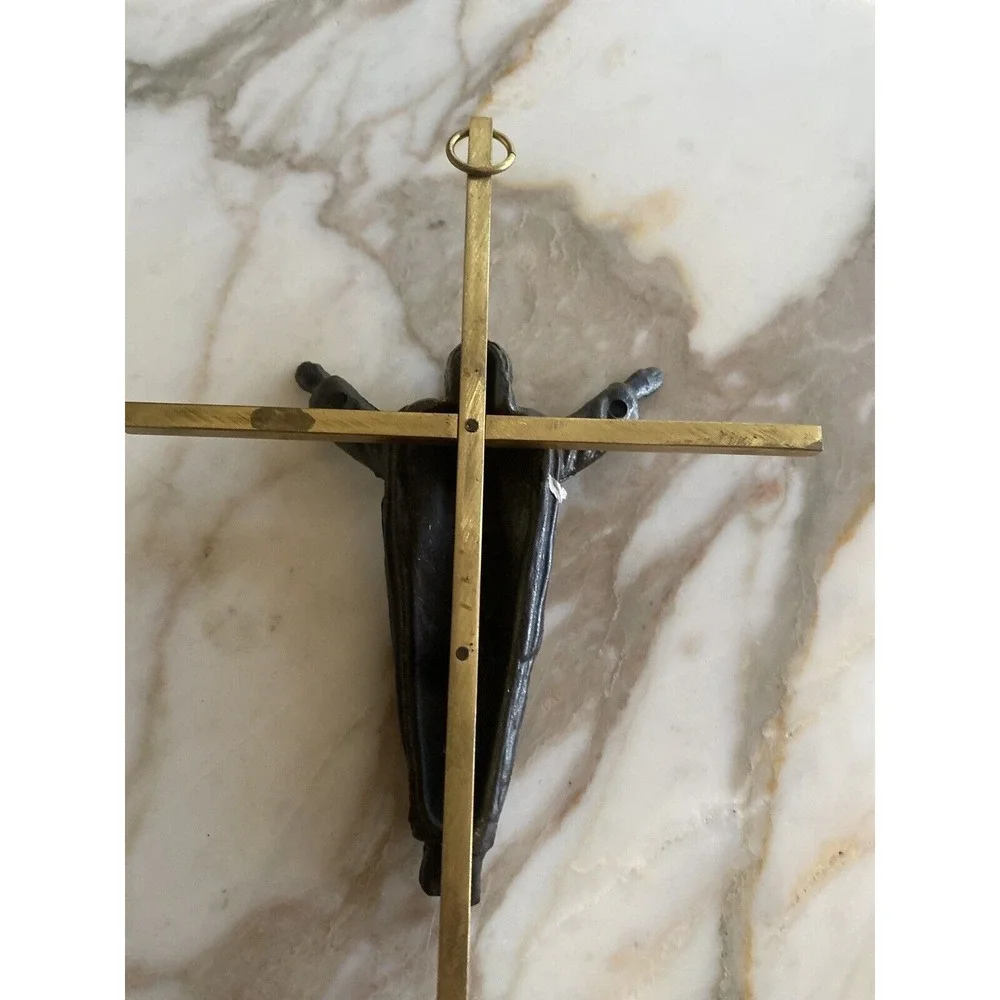 Bronze & Brass Wall Crucifix Jesus On Cross‎ Religious Home Decor 9